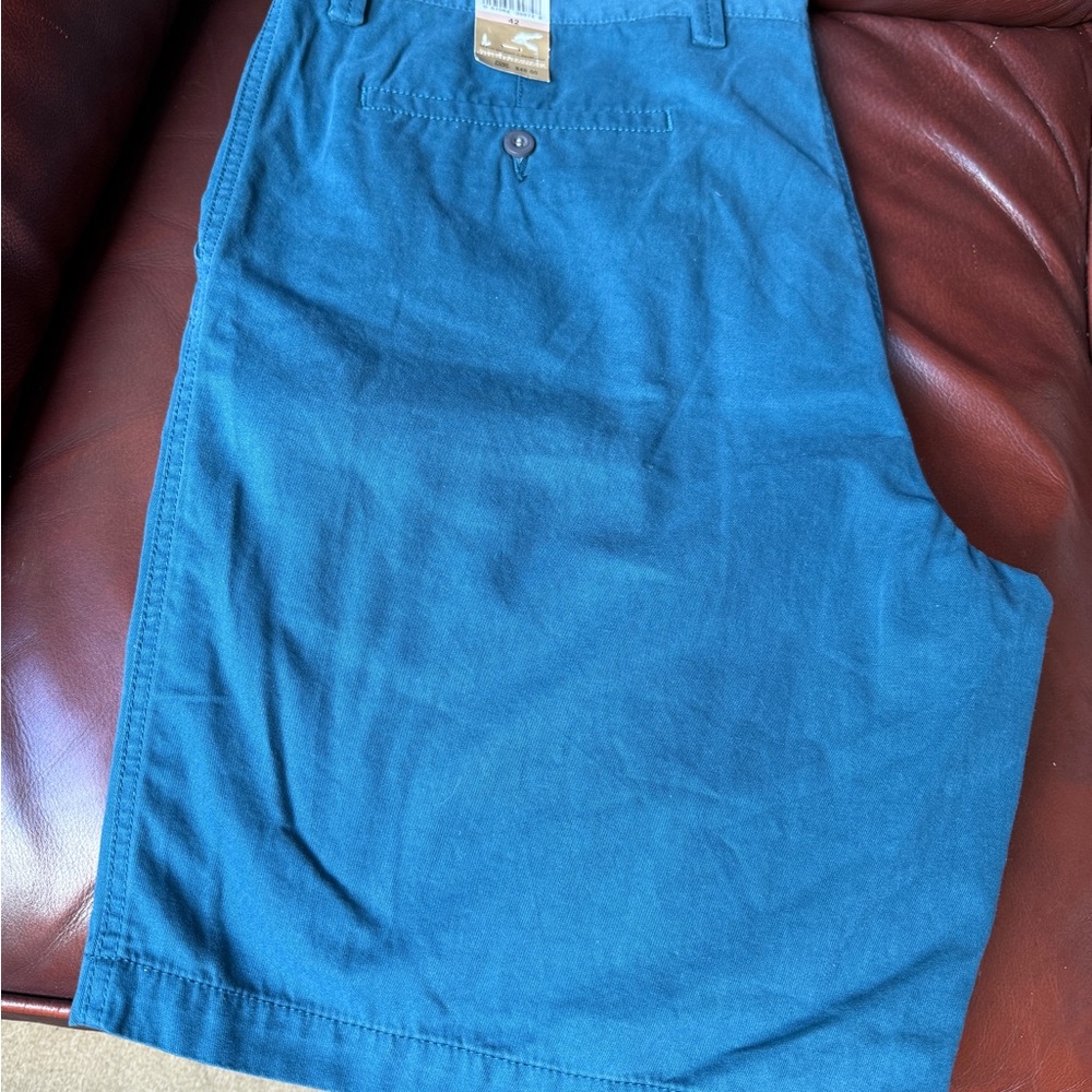 NWT Dockers Men's Flat Front Cotton Shorts in Teal